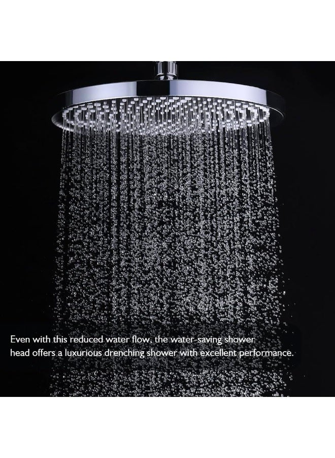 Luxury 10-Inch Round Rainfall Shower Head, Large 254mm Overhead Showerhead with 264 Anti-Clog Nozzles, High Pressure Micro-Droplet Technology, Adjustable Swivel Joint, Easy Tool-Free Installation - Image 2